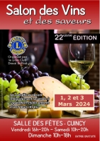 22ème édition du Salon des Vins et des saveurs les 01, 02 et 03 Mars 2024 à la salle des fêtes de Cuincy (59553)